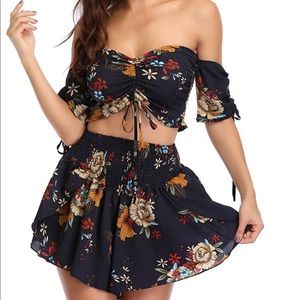 Floral Print 2 Piece Short Set